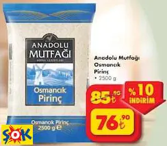 ANADOLU MUTFAĞI OSMANCIK PİRİNÇ 2500 G